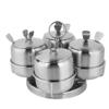 Topyond Stainless Steel Revolving Spice Jar Set, 4-Piece with Spoon Lids, 360 Rotating Rack, Dustproof & Rustproof Kitchen Storage Containers for Home Cooks, Countertop Organizer view 4