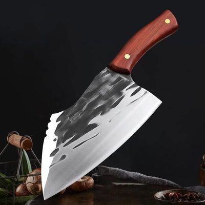 Meat Cleaver Knife, Handmade Forged Stainless Steel Kitchen Chinese Knives Chef Knife Meat Cleaver Slaughter Knife Vegetable Fruit Chopping Cutter