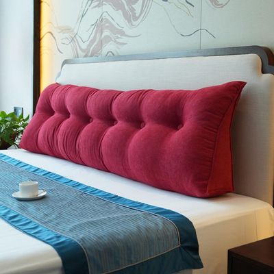 Headboard Reading Backrest Cushion Sofa Bed Recliner Upholstered Headboard, Large Wedge Pillow Back Support Lumbar Bed Pillow For Reading, Backrest, Sofa And Bed With Removable Cover ( Color : Red , S