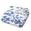 DKJlitter Ultra-Soft Blue White Floral Leaf Pattern Flannel Fleece Throw Blanket Cozy and Lightweight Perfect for Bed, Couch, Sofa, and Gifts 80"x60" view 2
