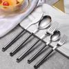 60 piece Silverware Set Black Handle Stainless steel Utensil Sets Serve for 12 Mirror Effect Exquisite Ergonomic Family Gatherings Wedding Banquet Formal Occasions Best Gift view 1