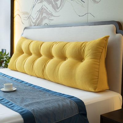 Headboard Reading Backrest Cushion Sofa Bed Recliner Upholstered Headboard, Large Wedge Pillow Back Support Lumbar Bed Pillow For Reading, Backrest, Sofa And Bed With Removable Cover ( Color : Yellow