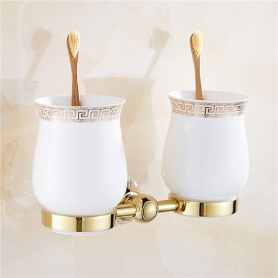 Crystal Silver Bathroom Accessories Set Gold Polished Brass Bath Hardware Set Wall Mounted Bathroom Products Basket Rack,Double Cup Holder