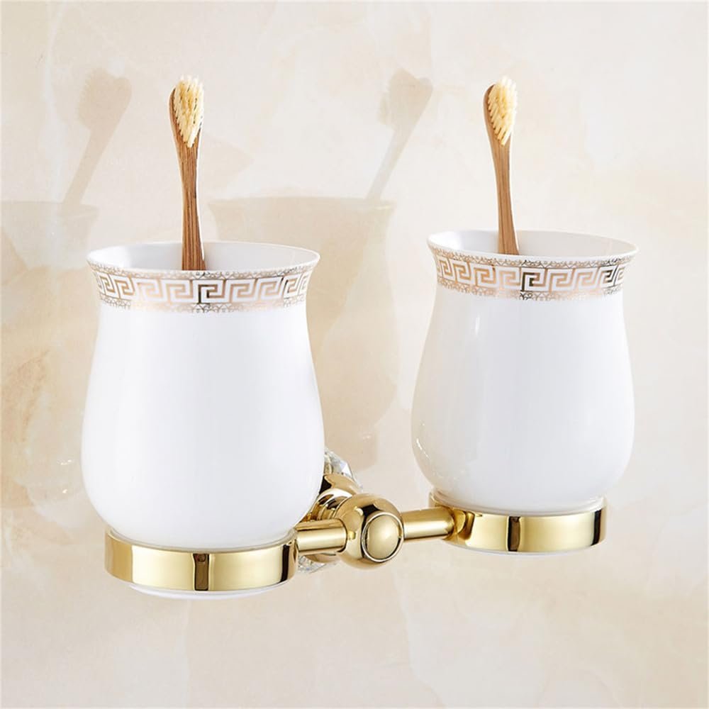 Crystal Silver Bathroom Accessories Set Gold Polished Brass Bath Hardware Set Wall Mounted Bathroom Products Basket Rack,Double Cup Holder