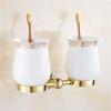 Crystal Silver Bathroom Accessories Set Gold Polished Brass Bath Hardware Set Wall Mounted Bathroom Products Basket Rack,Double Cup Holder view 1