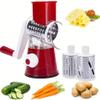 Bartans 1 Set, Multifunctional Fruit Slicer, Cheese Shredder, Manual Food Grater, Vegetable Grater, Cutter With Handle Rocker, Potato Grater, Household Potato Chopper, Kitchen Stuff (Red) view 1