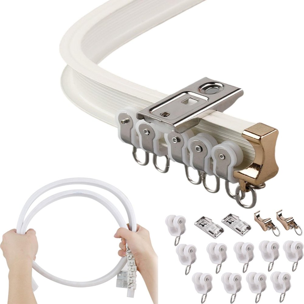 White Flexible Bendable Ceiling Curtain Track, Ceiling Track Ceiling Mount, Aluminum Alloy Material Is Not Easy To Break, For Windows, Bedrooms, Perfect Room Dividers ( Color : White , Size : 4m/13ft