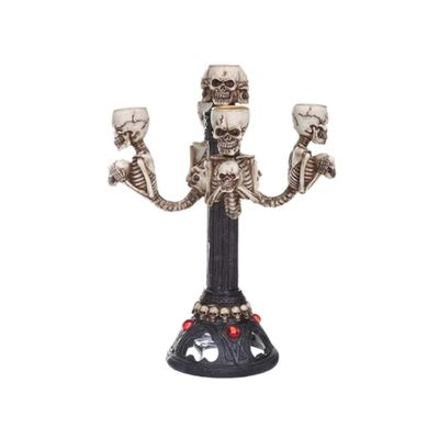 DHAEY Candelabra Halloween Skull Candle Stick Holders Scary Resin Skull Candle Ornament Halloween Party Decoration Props Tea Light Romantic Gifts