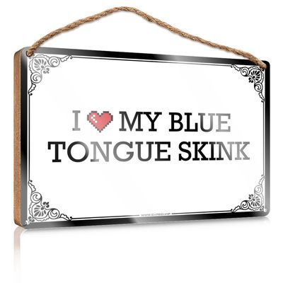 Abipuir Wood Bathroom Decor I Love My Blue Tongue Skink Wooden Sign Outside Decor Funny Office Gifts for Coworkers (Color : Colour, Size : 23X35CM)