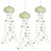 3 Pcs Sea Urchin Jellyfish Christmas Ornament Coastal Beaded Beach Theme Holiday Decorations Ocean Inspired Elegant Hanging Jellyfish Decorations with Crystal and Ribbons (Green) view 1
