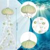 3 Pcs Sea Urchin Jellyfish Christmas Ornament Coastal Beaded Beach Theme Holiday Decorations Ocean Inspired Elegant Hanging Jellyfish Decorations with Crystal and Ribbons (Green) view 2