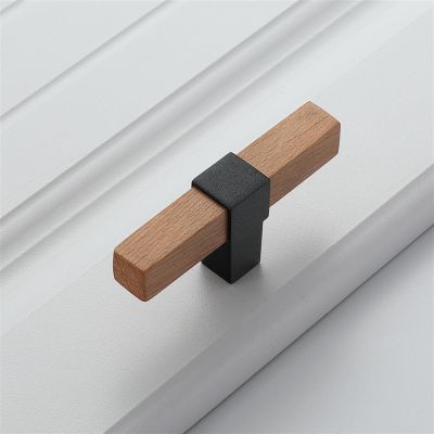 EVURU Wood Handles for Furniture Bronze in Cabinet Pulls and Modern Black Kitchen Doors Drawer Gold Adjustable Knobs 128mm 160mm 1Pcs (Color : C-Black, Size : Single Hole)