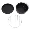 Air Fryer Cake Pan Accessories,Universal Air Fryer Accessories,Stainless Steel Baking Cake Barrel Pizza Pan Grill Nonstick Coating Dishwasher Safe Black(6 inches) view 1