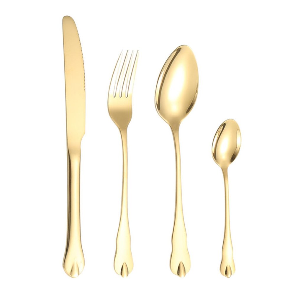 32 Piece Silverware Set Food-Grade Stainless Steel Cutlery Set Flatware Set for 8 Kitchen Utensils Set for Home Kitchen Restaurant Hotel Mirror Effect Durable Dishwasher Safe Gold