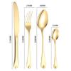 32 Piece Silverware Set Food-Grade Stainless Steel Cutlery Set Flatware Set for 8 Kitchen Utensils Set for Home Kitchen Restaurant Hotel Mirror Effect Durable Dishwasher Safe Gold view 2