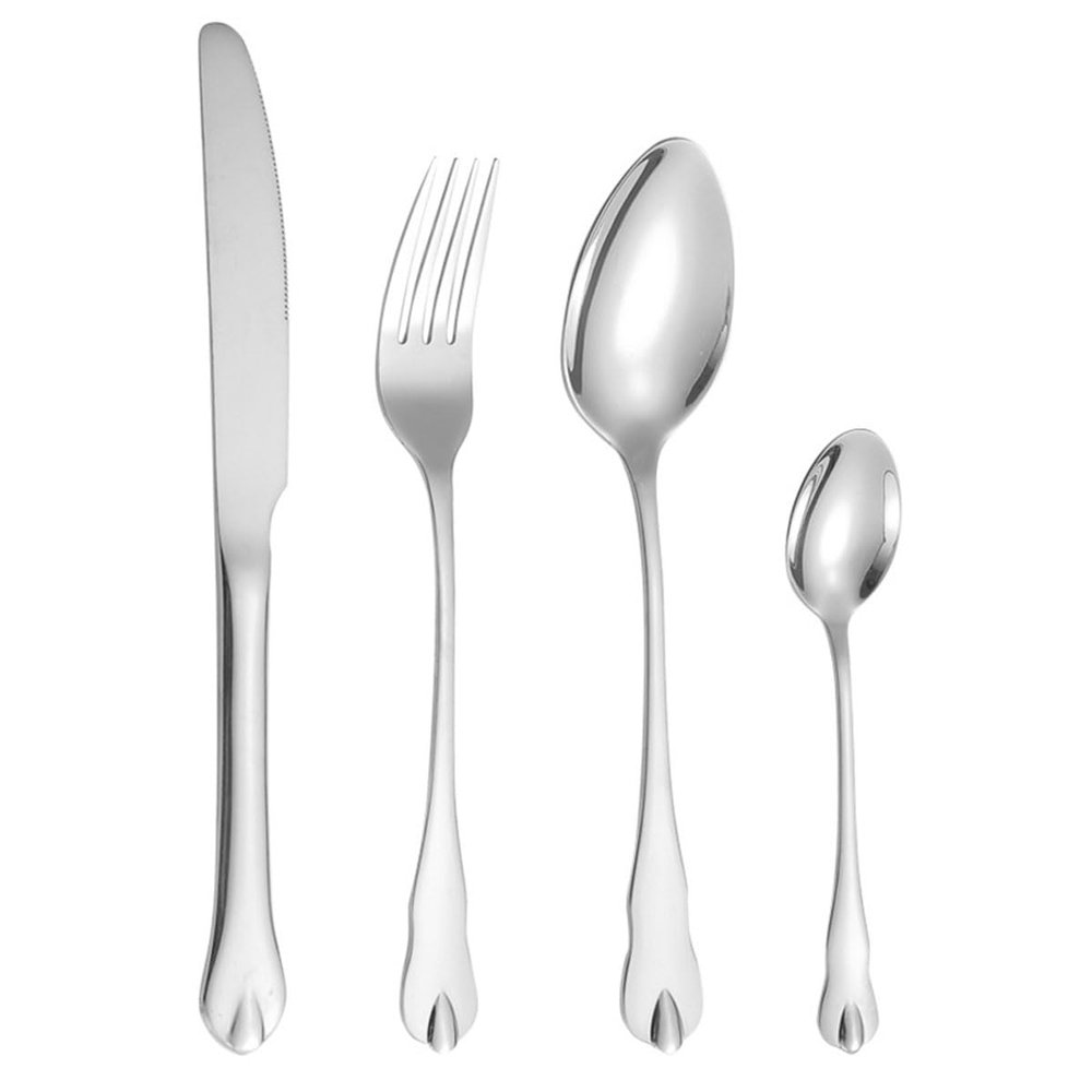 16 Piece Silverware Set Food-Grade Stainless Steel Cutlery Set Flatware Set for 6 Kitchen Utensils Set for Home Kitchen Restaurant Hotel Mirror Effect Durable Dishwasher Safe Silver