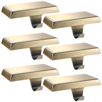 Sunshane 6 Pieces Christmas Stocking Holders Mantel Stocking Hanger Hooks Fireplace Mantle Metal Hang Bases for Xmas Party Decorations (Bronze)