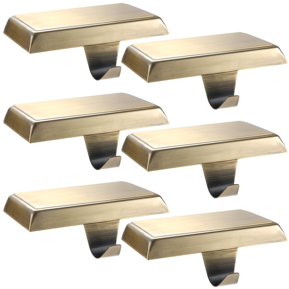 Sunshane 6 Pieces Christmas Stocking Holders Mantel Stocking Hanger Hooks Fireplace Mantle Metal Hang Bases for Xmas Party Decorations (Bronze)