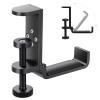 Shinewider All Aluminum Foldable Headphone Holder for Desk, Headset Stand for Desk,Backpack Holder Hook for Desk,Table Bag Hook,Under Desk Clamp Hook for Gaming PC Accessories,Black view 1