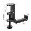 Shinewider All Aluminum Foldable Headphone Holder for Desk, Headset Stand for Desk,Backpack Holder Hook for Desk,Table Bag Hook,Under Desk Clamp Hook for Gaming PC Accessories,Black view 2