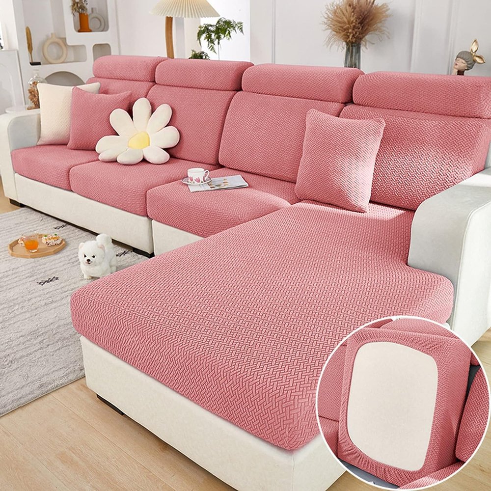 Magic Sofa Covers, Solid Color Interior Magic Sofa Covers, 2023 New Wear-Resistant Universal Sofa Cover, Stretch Sofa Covers (Back Cover, Pink)