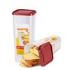 Flexzion 2 Pack Bread Containers Storage Airtight Loaf - Clear Bread Box for Kitchen Countertop BPA-Free Bread Loaf Storage Container Space-Saving & Durable Plastic Bread Container & Dispenser, Red view 1