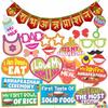 Annaprashan Photo Booth Party Props with Bunting Banner Hindi Font Shubh Annaprashan Red & Golden Gliter Color Font, Annaprashan Decoration Item view 1