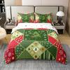 100% Natural Cotton Christmas Tree Duvet Cover Queen, Xmas Snowflakes Bedding Set For Kids Boys Girls, Winter Holiday Patchwork Comforter Cover, Green Red Stars Hearts Geometric Lattice Quilt Cover view 1