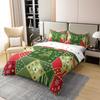 100% Natural Cotton Christmas Tree Duvet Cover Queen, Xmas Snowflakes Bedding Set For Kids Boys Girls, Winter Holiday Patchwork Comforter Cover, Green Red Stars Hearts Geometric Lattice Quilt Cover view 2
