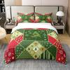 100% Natural Cotton Christmas Tree Duvet Cover Queen, Xmas Snowflakes Bedding Set For Kids Boys Girls, Winter Holiday Patchwork Comforter Cover, Green Red Stars Hearts Geometric Lattice Quilt Cover view 3