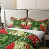 100% Natural Cotton Christmas Tree Duvet Cover Queen, Xmas Snowflakes Bedding Set For Kids Boys Girls, Winter Holiday Patchwork Comforter Cover, Green Red Stars Hearts Geometric Lattice Quilt Cover view 4
