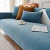 Herringbone Chenille Fabric Furniture Protector Sofa Cover, Handwoven Non-Slip Couch Cover (90 * 160 cm/35.4 * 63 in, Lake Blue) view 1