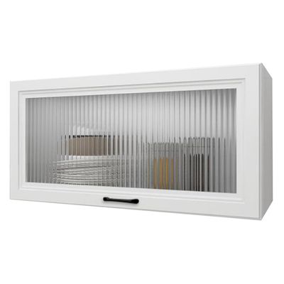 Wall Cabinet Aluminum Alloy Flip Up Glass Door Wall Cabinet Kitchen Cupboard Bathroom Storage Rack Wall Mounted Floating Shelves (Color : White, Size : 80 * 30 * 25cm)