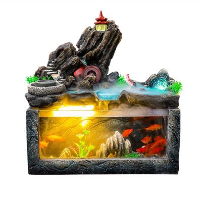 HYQHYX Zen Garden Automatic Tabletop Fountain Tabletop Waterfall Fountain- Tabletop Humidifier with Rockery Aquarium Indoor Fountain