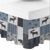 Farmhouse Forest Animals Bed Skirt Queen Size 18 Inch Drop, Adjustable Elastic Bedskirt Dust Ruffle for Queen Bed, Elk Bear Reindeer Blue Plaid Wrap Around Bed Skirts Luxurious Pleated Bed Frame Cover view 1