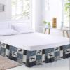 Farmhouse Forest Animals Bed Skirt Queen Size 18 Inch Drop, Adjustable Elastic Bedskirt Dust Ruffle for Queen Bed, Elk Bear Reindeer Blue Plaid Wrap Around Bed Skirts Luxurious Pleated Bed Frame Cover view 2