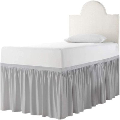 Dorm Bed Skirt, Dorm Room Dust Ruffled Bed Skirt, Twin-XL Size 100% Microfiber Bed Skirt, Extra Long 39" x 80" Dorm Room Bed Skirt, Twin-XL (50 Inch Drop, Light Grey Solid)