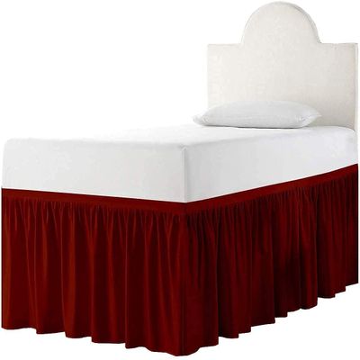 Dorm Bed Skirt, Dorm Room Dust Ruffled Bed Skirt, Twin-XL Size 100% Microfiber Bed Skirt, Extra Long 39" x 80" Dorm Room Bed Skirt, Twin-XL (30 Inch Drop, Burgundy Solid)