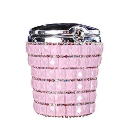 Ashtray Portable Car Ashtray With Light Crystal Diamond Led Car Ash Tray Ashtray Storage Cup Holder For Girls Woman Automotive Interior Accessories Cigar ashtray (Color : Gray)