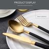 UKBYN Matte Black Silverware Set for 12,Satin Finish 48-Piece Premium 18 10 Stainless Steel Flatware Set,Kitchen Utensil Tableware Cutlery Set for Home Restaurant Hotel Apartment Black Handle view 4
