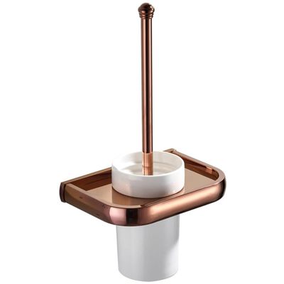 Rose Gold Bathroom Hardware Luxury Bath Towel Shelf Toilet Brush Holder Paper Rack Coat Hook Soap Dish Bathroom Accessories Set,Toilet Brush Holder