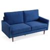 American Furniture Classics 69 Inch Wide Upholstered Two Cushion Sofa with Square Arms in Blue Velvet view 1