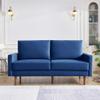 American Furniture Classics 69 Inch Wide Upholstered Two Cushion Sofa with Square Arms in Blue Velvet view 2