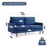 American Furniture Classics 69 Inch Wide Upholstered Two Cushion Sofa with Square Arms in Blue Velvet view 3