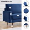 American Furniture Classics 69 Inch Wide Upholstered Two Cushion Sofa with Square Arms in Blue Velvet view 4
