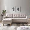 American Furniture Classics Two Piece Upholstered Tufted L Shaped Sectional with Ottoman in Beige view 2