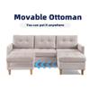 American Furniture Classics Two Piece Upholstered Tufted L Shaped Sectional with Ottoman in Beige view 4