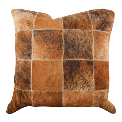 Cowhides Direct Genuine Cowhide Throw Pillow (Patchwork, 20x20) - Authentic Brazilian Cowhide Pillow Cover with Plush Inserts - Luxury Cow Fur Pillow for Home Dcor