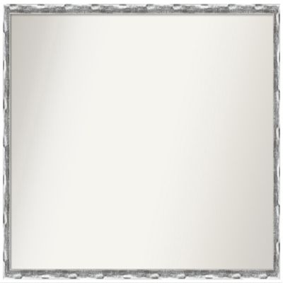 Amanti Art Silver Bathroom Mirror for Over Sink, 34x48 Custom Made Scratched Wave Chrome Rectangle Vanity Mirror, Oversize Traditional Wood Frame, Hangs Horizonally and Vertically, Wall Decor