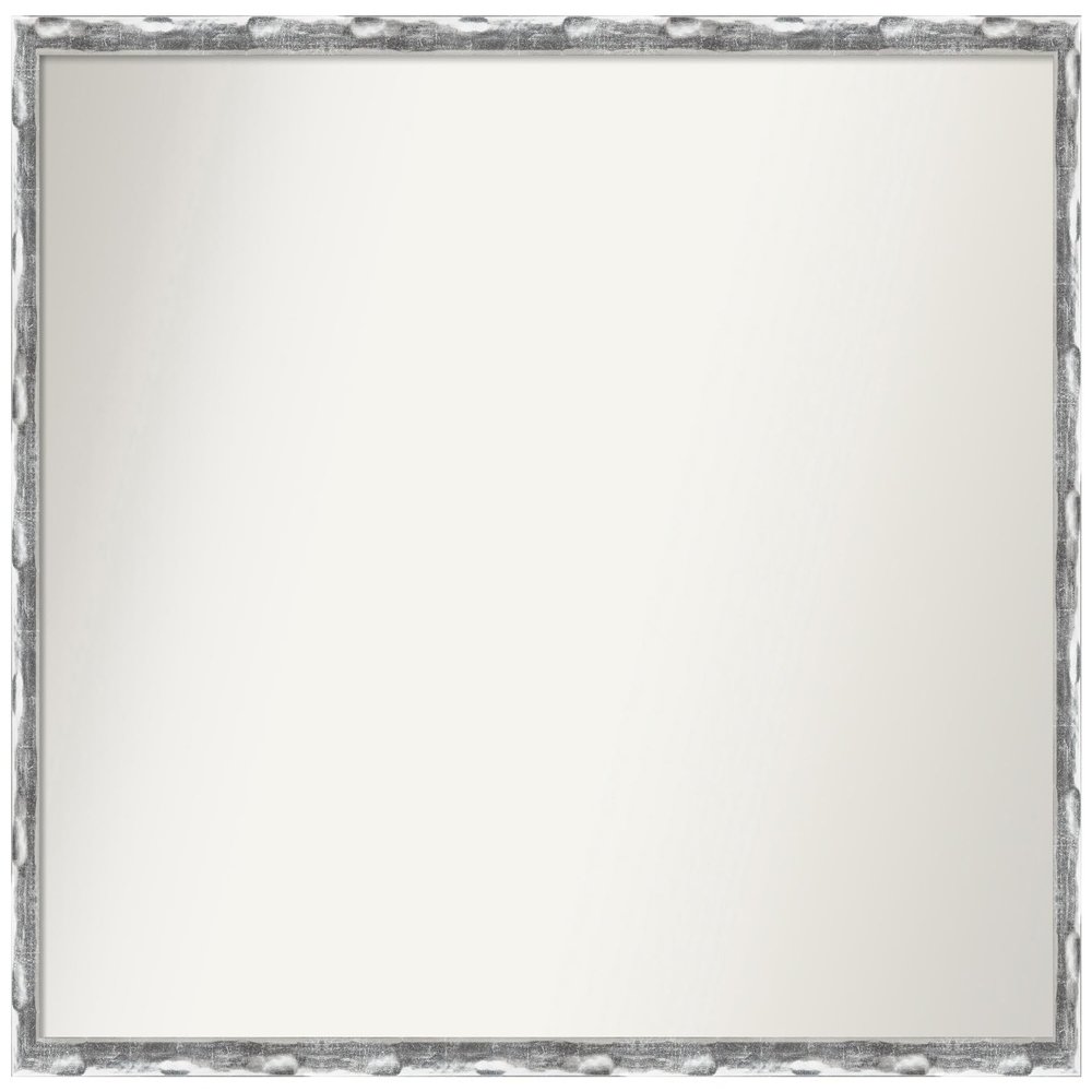 Amanti Art Silver Bathroom Mirror for Over Sink, 34x48 Custom Made Scratched Wave Chrome Rectangle Vanity Mirror, Oversize Traditional Wood Frame, Hangs Horizonally and Vertically, Wall Decor